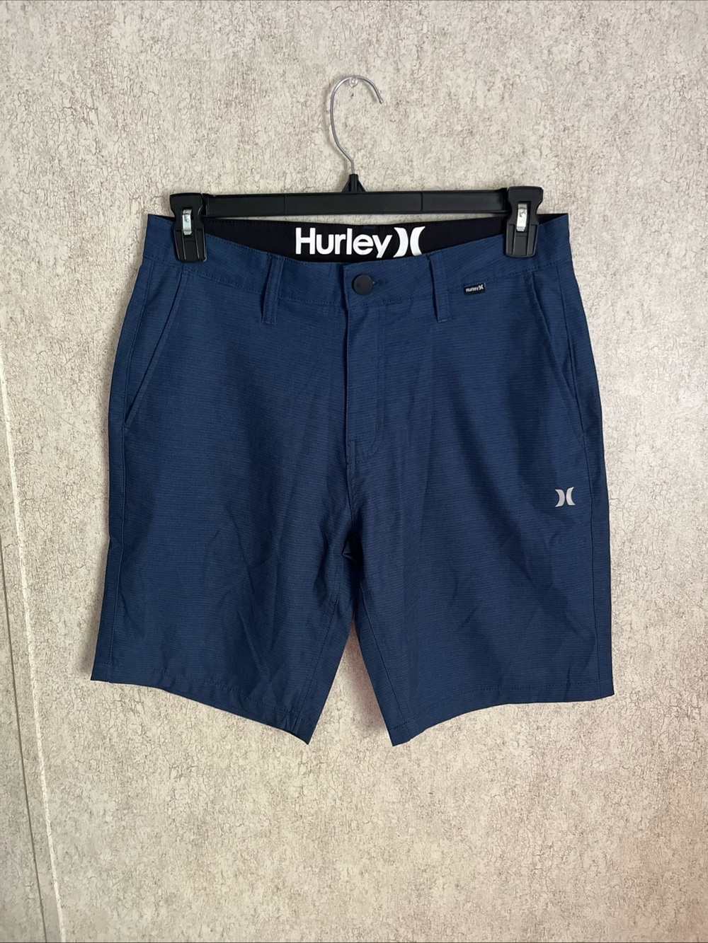 Hurley Shorts Mens 30 Navy Blue Flat Front Performance Hybrid Walk Surf Surfer